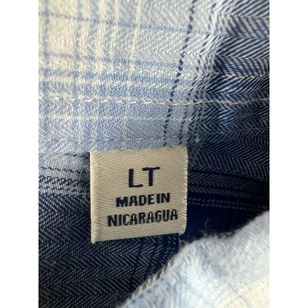 NEW ROWM Shirt Tall‎ Man Men's LT Blue Plaid Long Sleeve Dillards